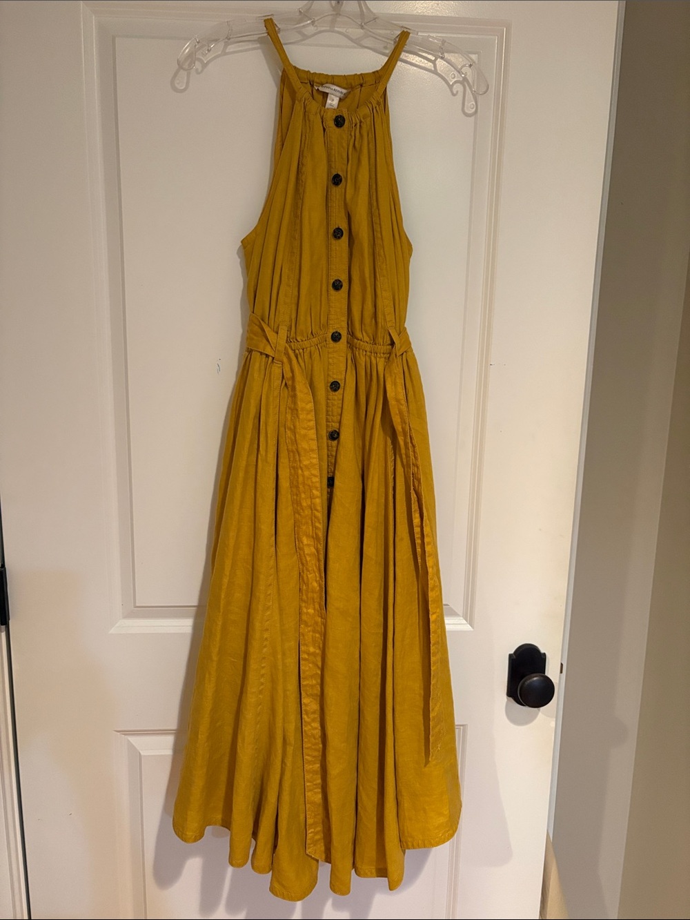 Banana Republic Mustard Halter Button-Front Maxi Dress